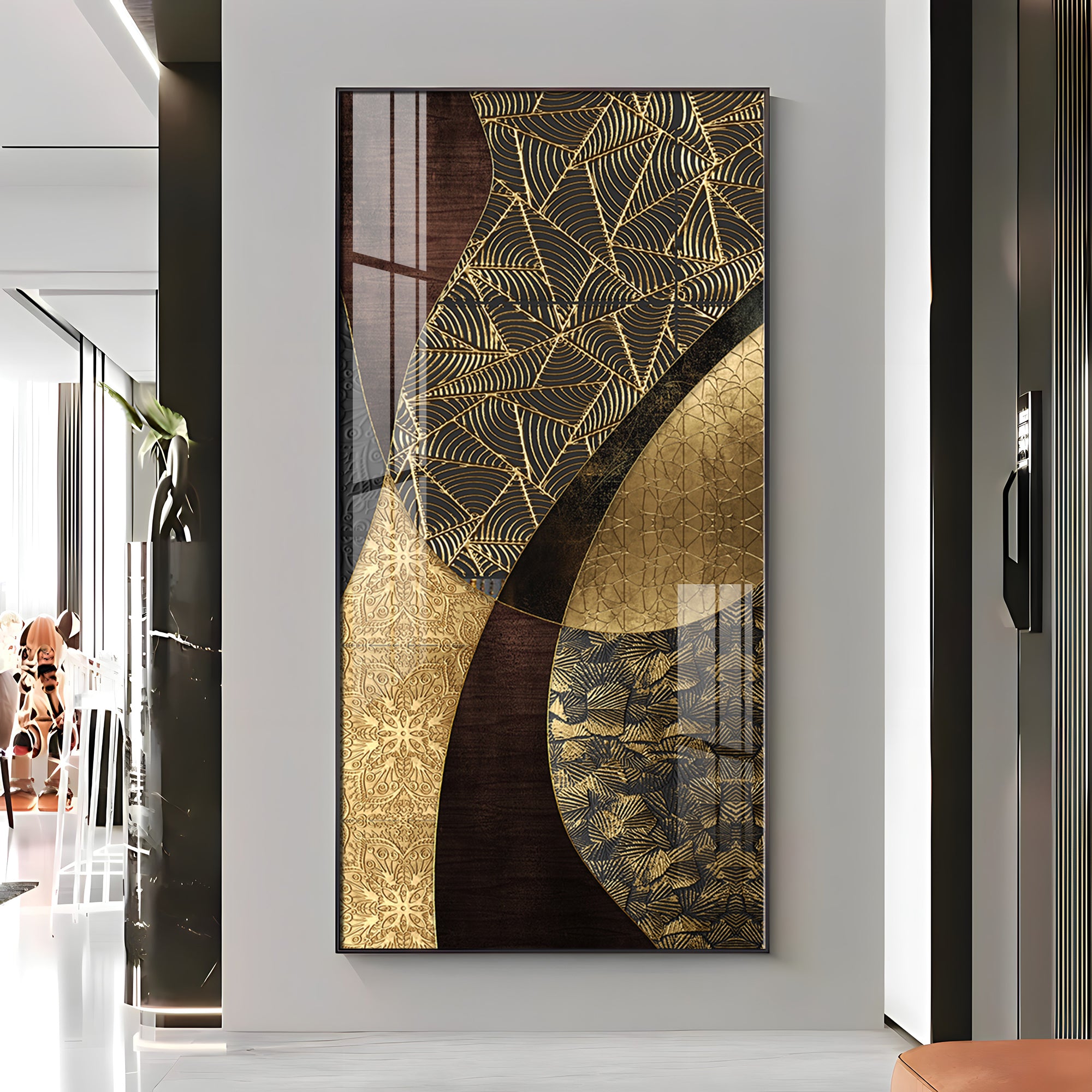 Golden Noir Elegance Premium Acrylic Vertical Wall Art
