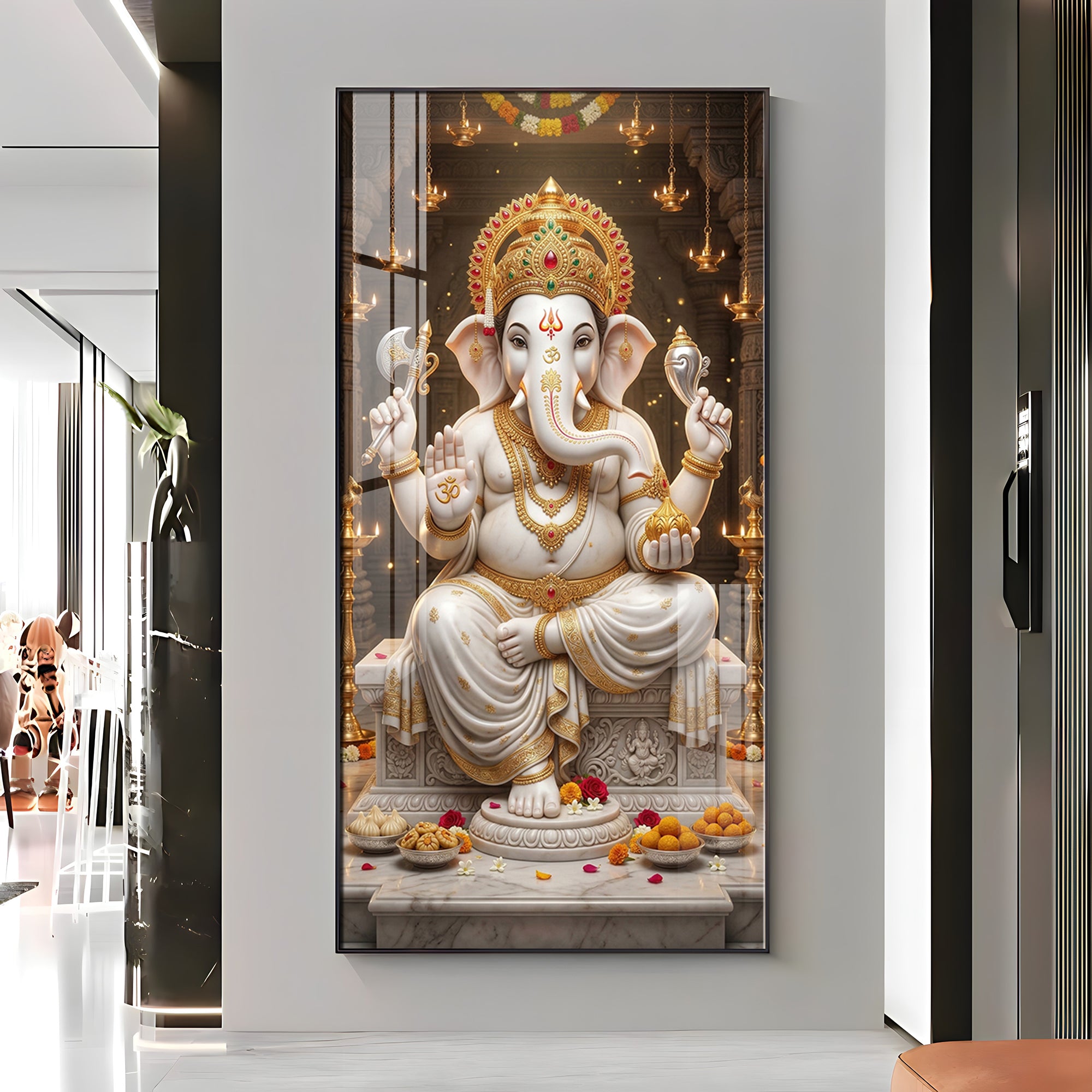 Divine Blessings Of Ganesh Ji Premium Acrylic Vertical Wall Art