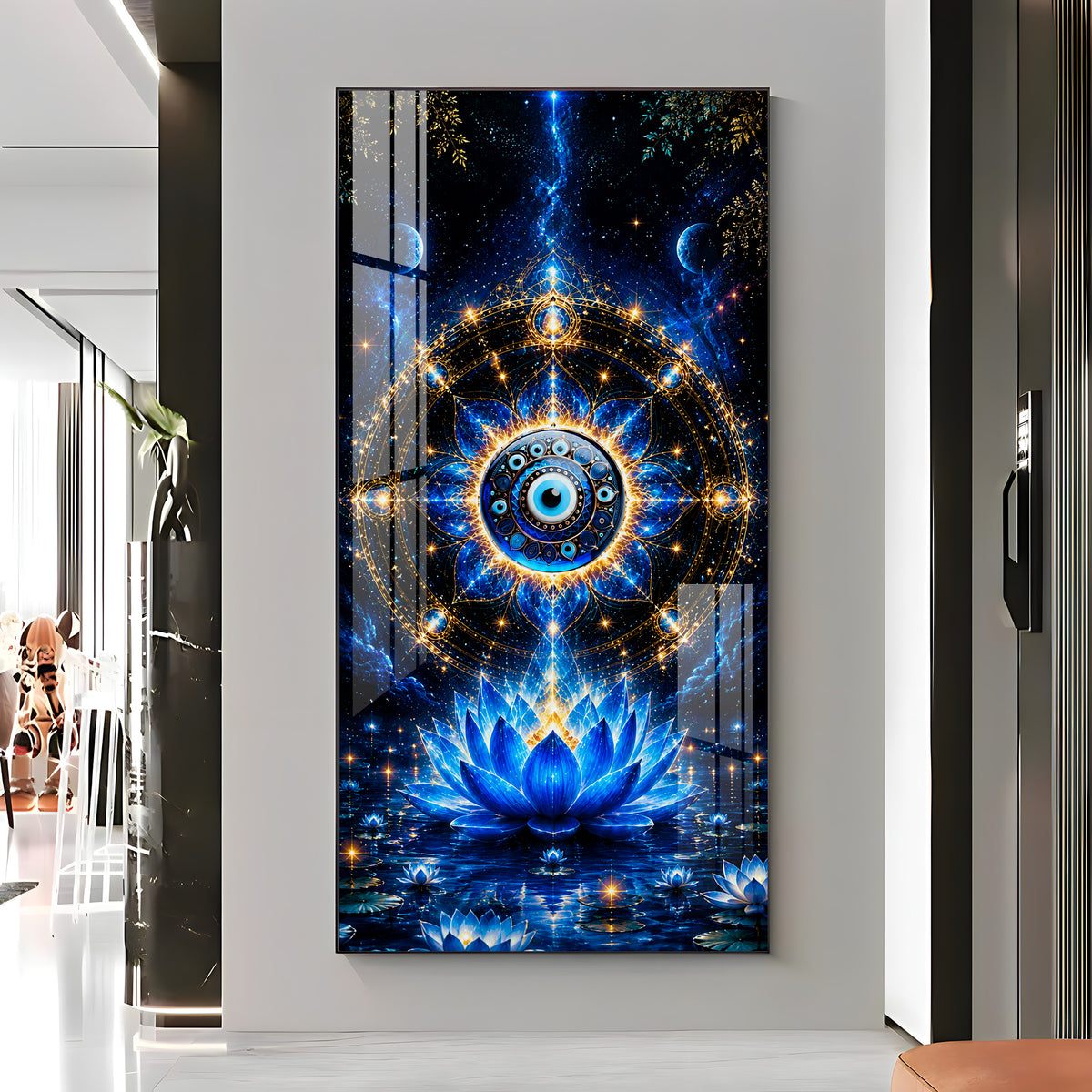 Cosmic Evil Eye With Lotus Premium Acrylic Vertical Wall Art