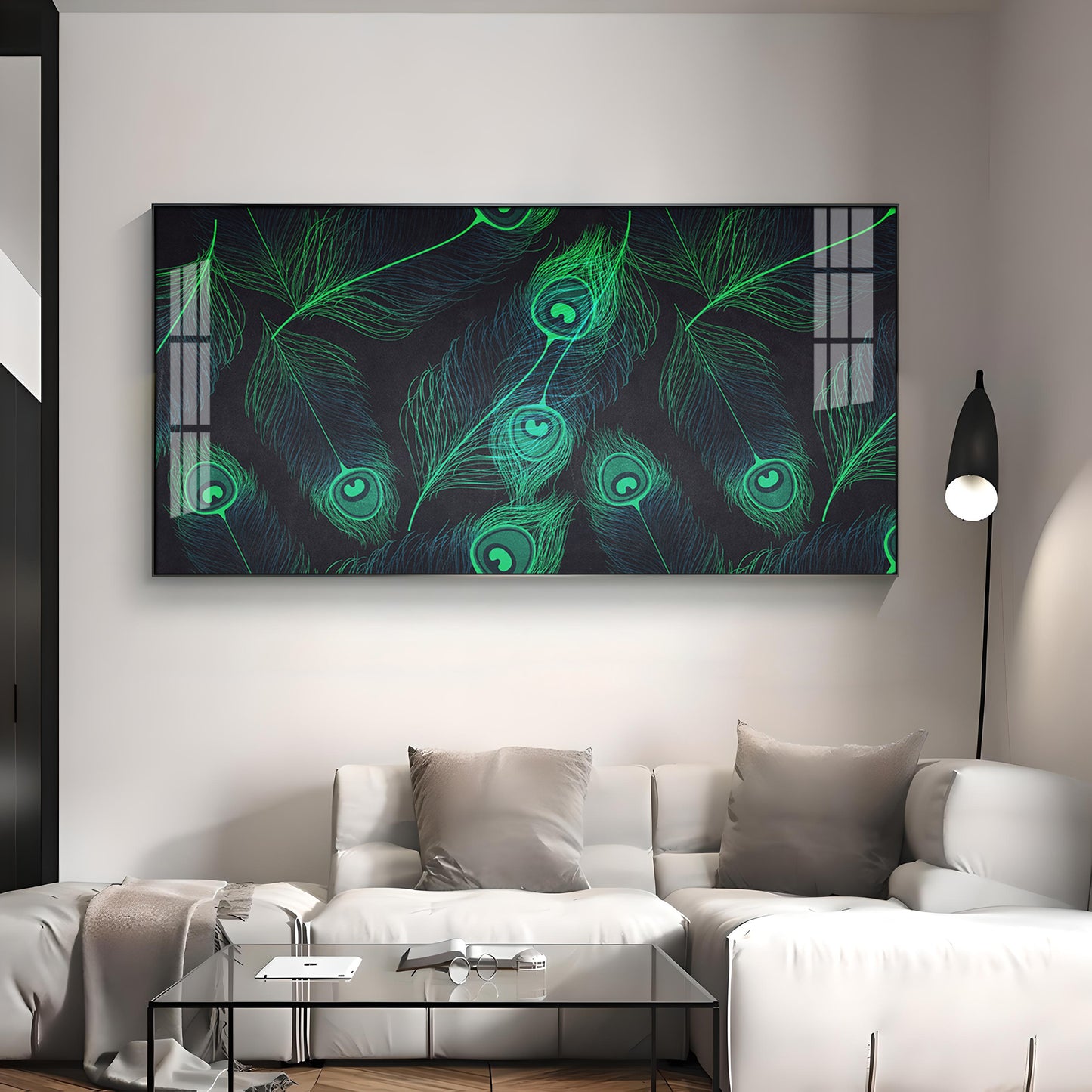 Peacock Feather Premium Acrylic Horizontal Wall Art