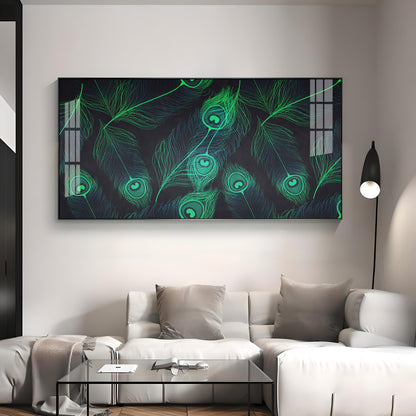 Peacock Feather Premium Acrylic Horizontal Wall Art