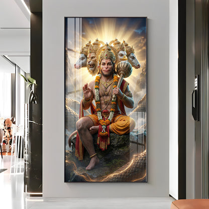 Divine Panchmukhi Hanuman Premium Acrylic Vertical Wall Art