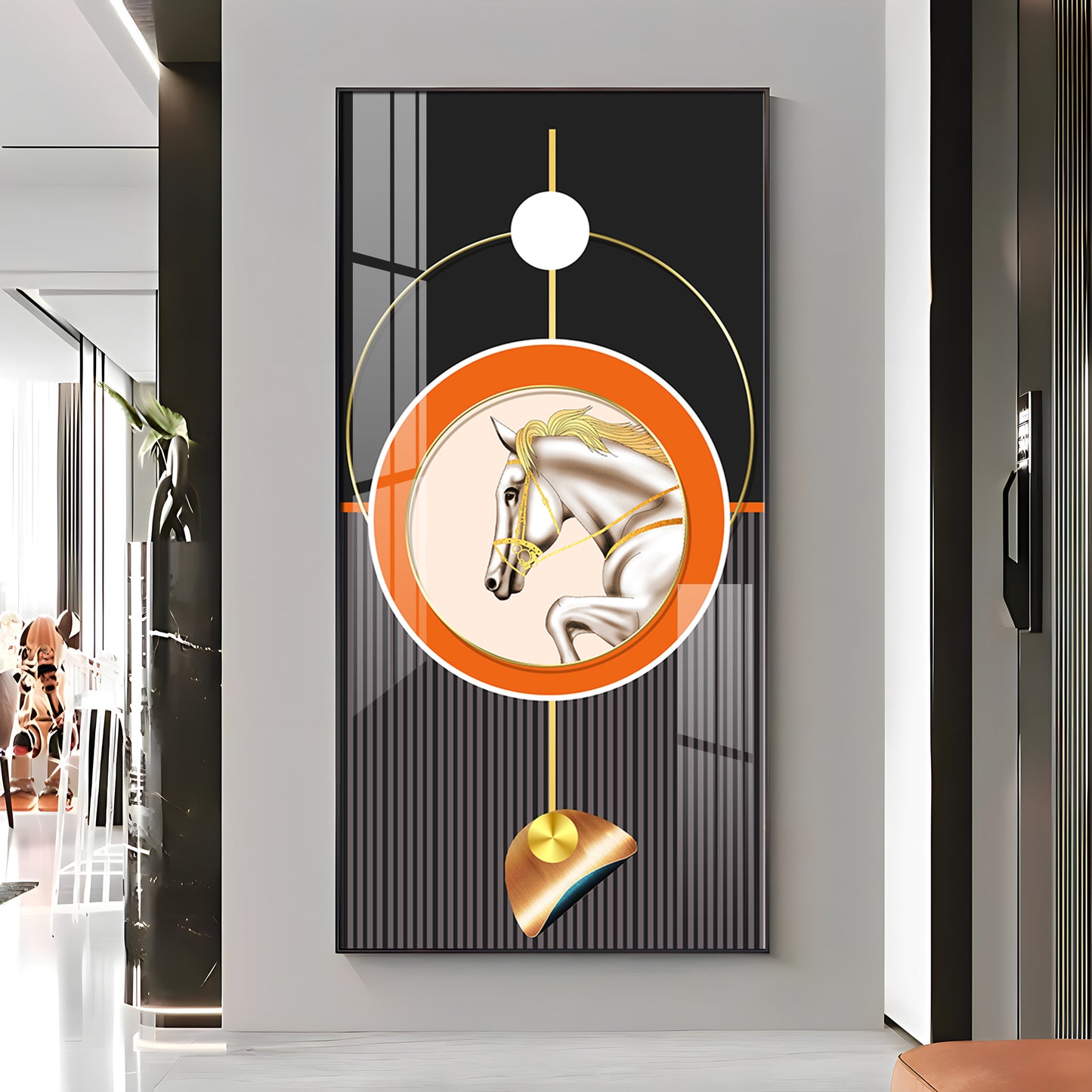 Horse Golden Ember Premium Acrylic Vertical Wall Art