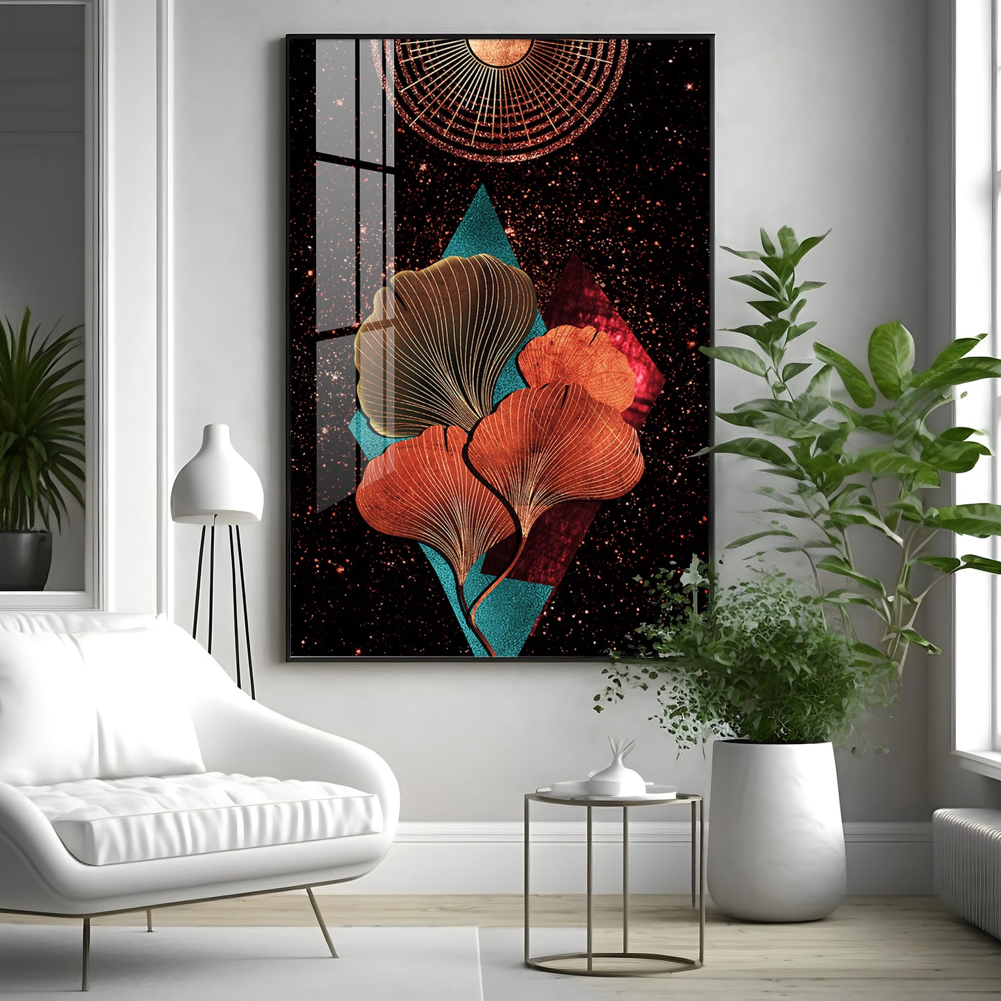 Floral Sunburst Premium Acrylic Vertical Wall Art