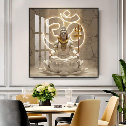 Lord Shiva Meditating Premium Acrylic Square Wall Art