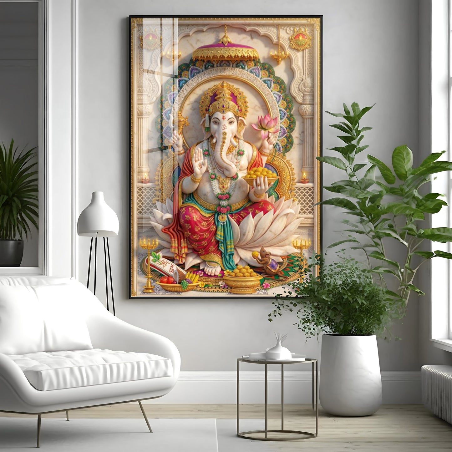 Radiant Ganesh Idol Premium Acrylic Vertical Wall Art