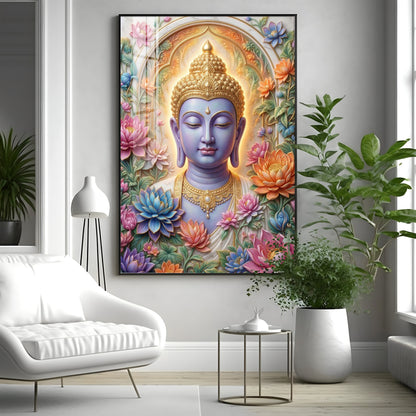 Depiction Of Lord Gautam Buddha Premium Acrylic Vertical Wall Art