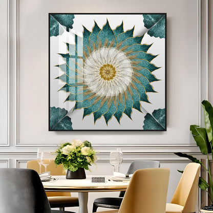 Leaf Rangoli Premium Acrylic Square Wall Art