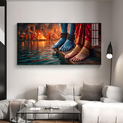 Feet Of Lord Shiva & Goddess Parvati Premium Acrylic Horizontal Wall Art