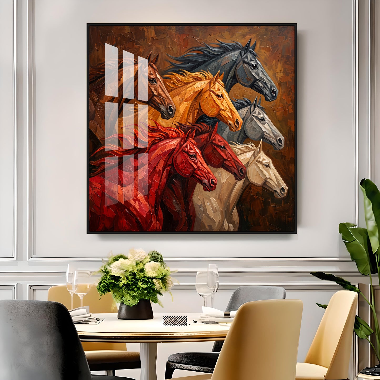 Seven Horses Premium Acrylic Square Wall Art