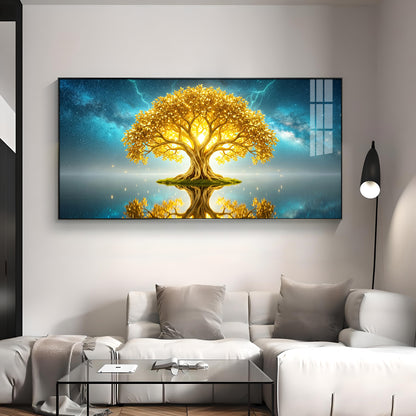 Golden Kalpavriksha Of The Cosmos Premium Acrylic Horizontal Wall Art