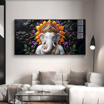 Decorated Lord Ganesha Premium Acrylic Horizontal Wall Art