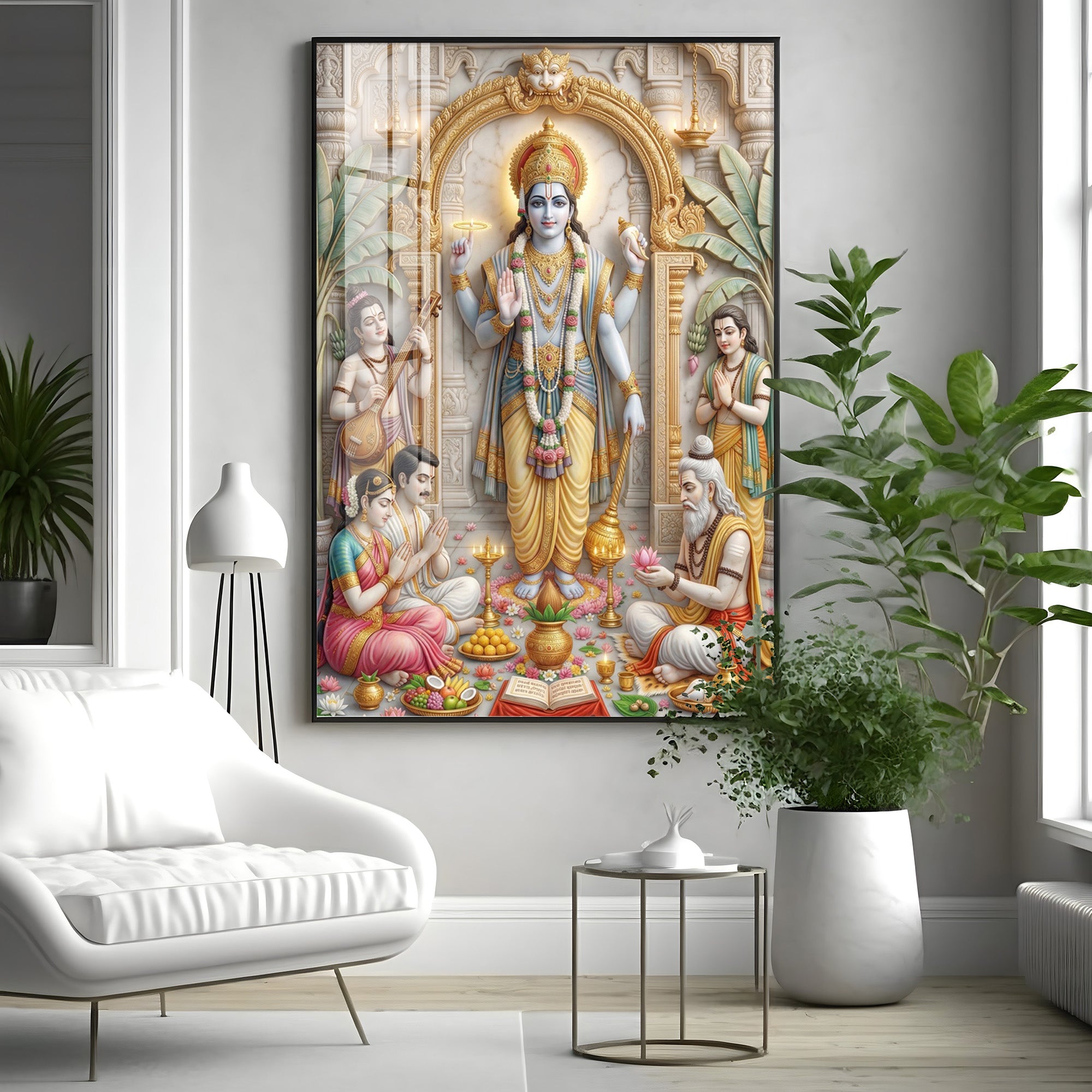 Lord Satyanarayana Premium Acrylic Vertical Wall Art