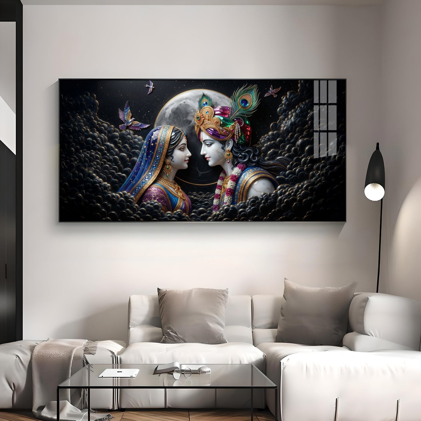 Divine Radha Krishna Premium Acrylic Horizontal Wall Art