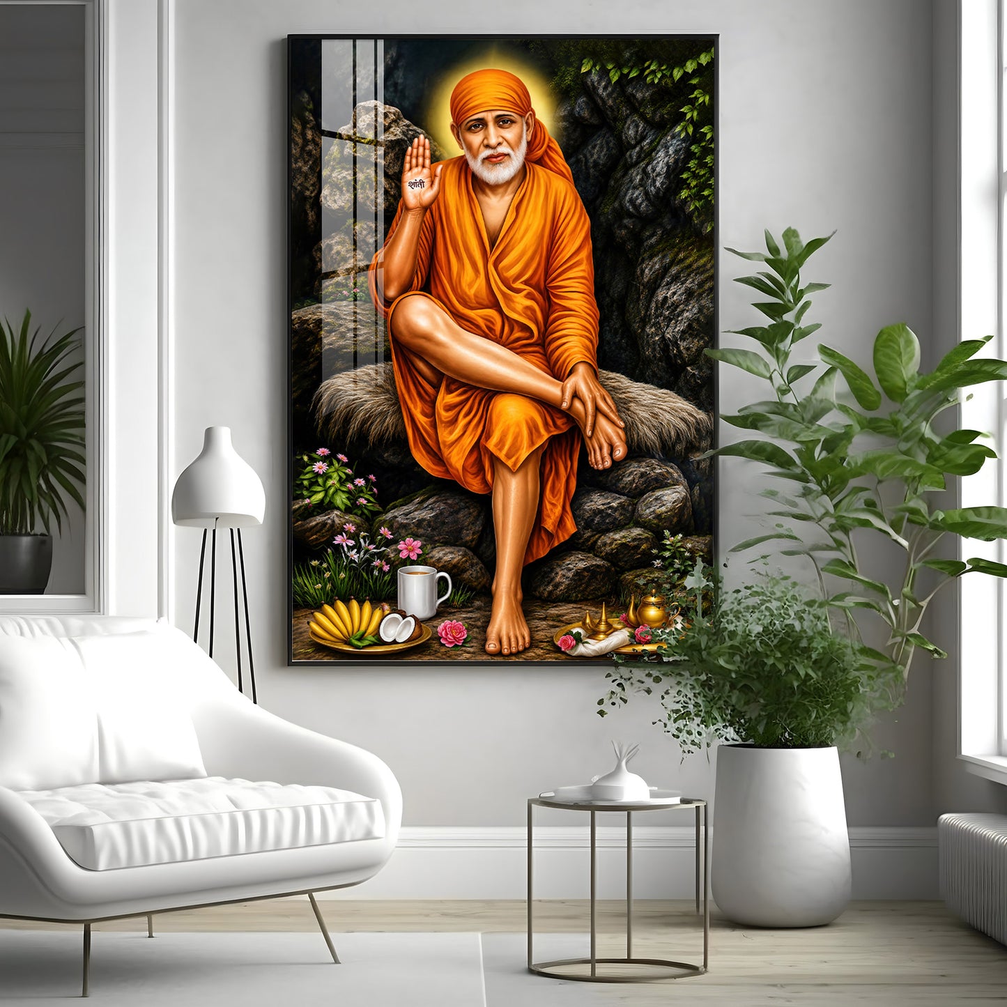 Sri Sai in Tranquil Premium Vertical Acrylic Wall Art