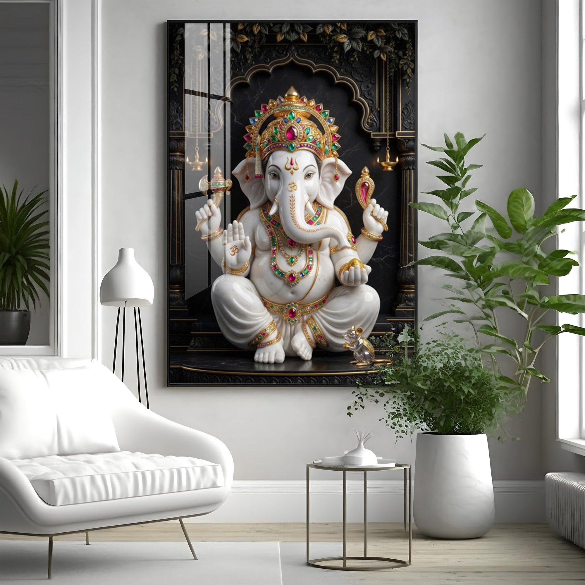 Hindu God Ganesh Ji Premium Acrylic Vertical Wall Art