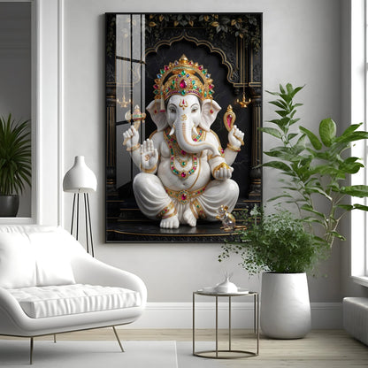 Hindu God Ganesh Ji Premium Acrylic Vertical Wall Art