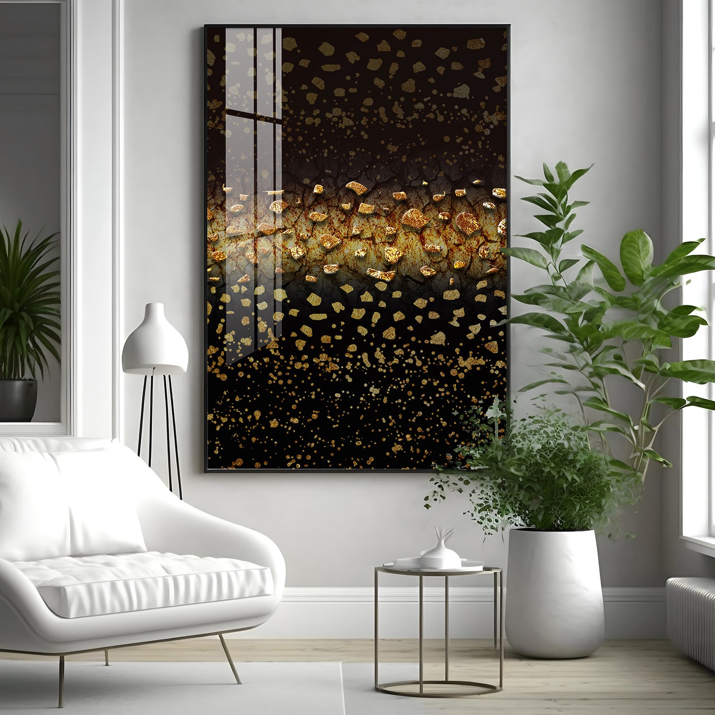 Golden Oasis Premium Acrylic Vertical Wall Art