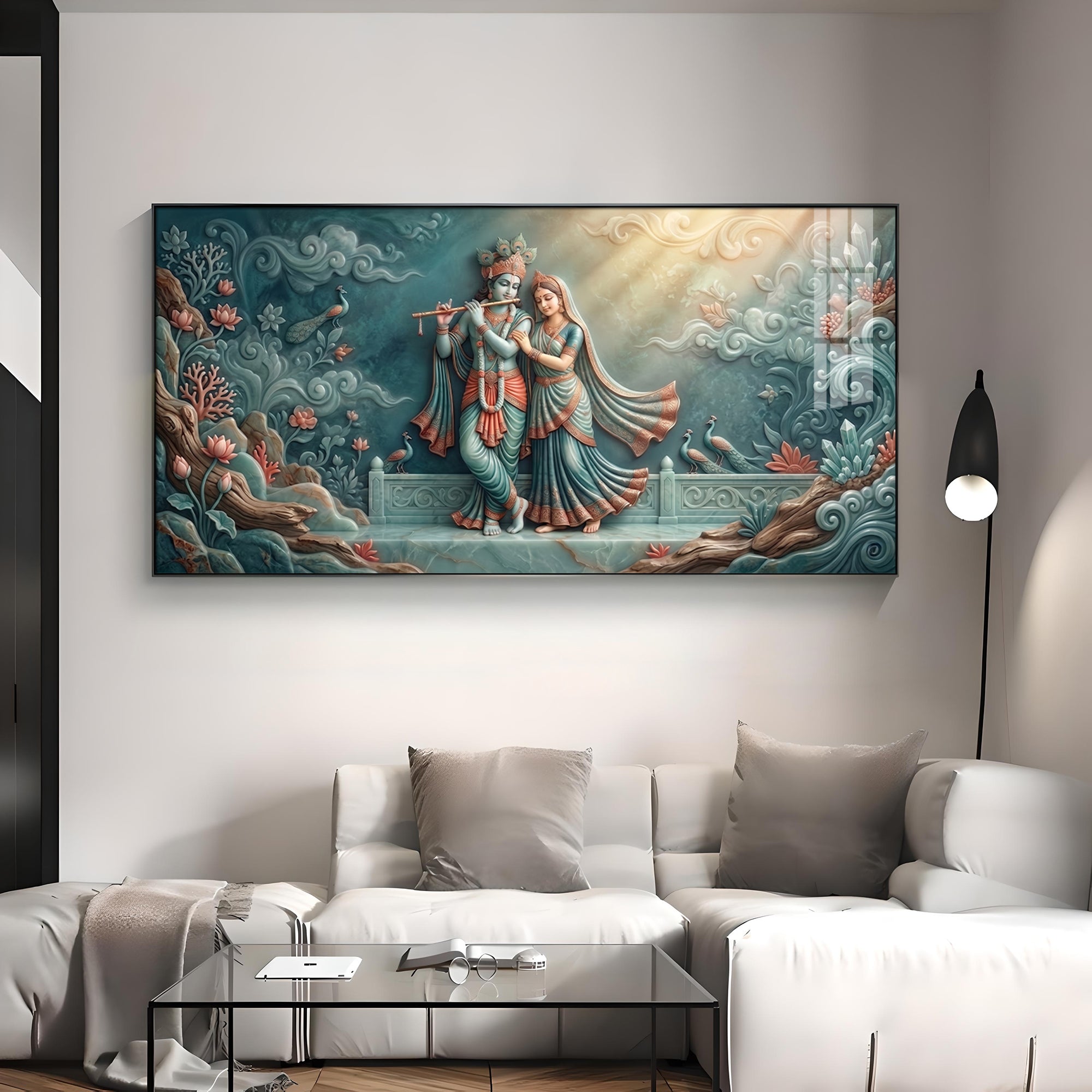 Hindu Deities Goddess Radha & Krishna Premium Acrylic Horizontal Wall Art
