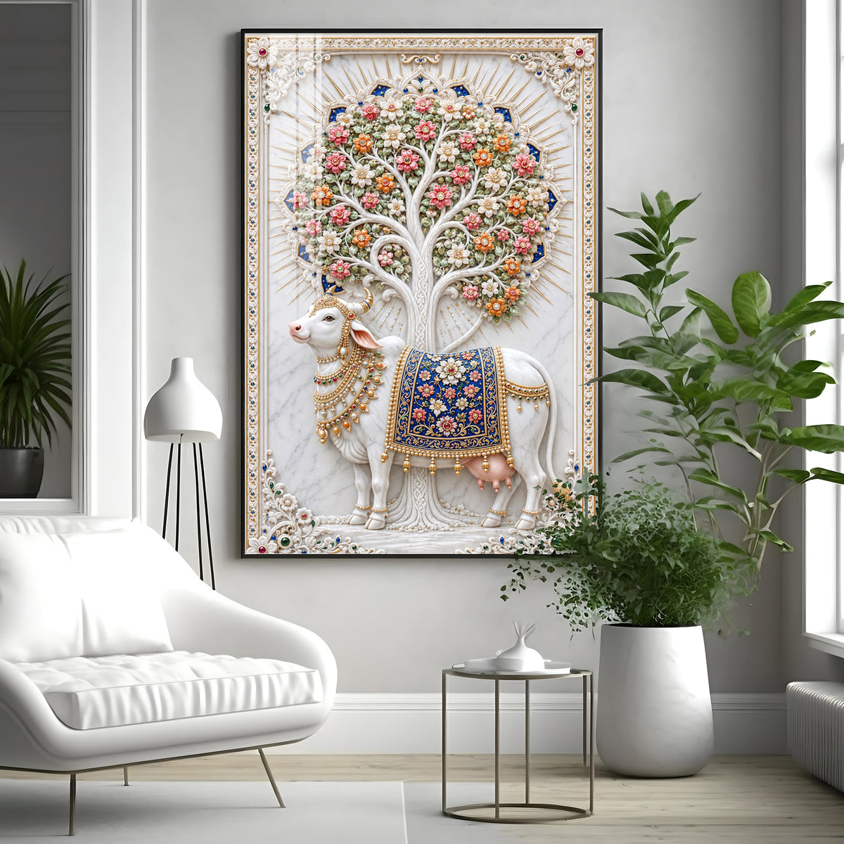 Holy Kamadhenu Premium Acrylic Vertical Wall Art