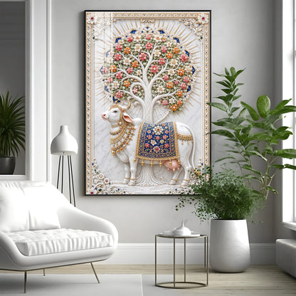 Holy Kamadhenu Premium Acrylic Vertical Wall Art