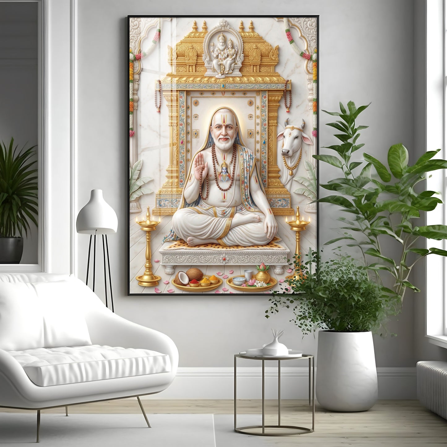 Guru Raghavendra Swamy Ji Premium Acrylic Vertical Wall Art