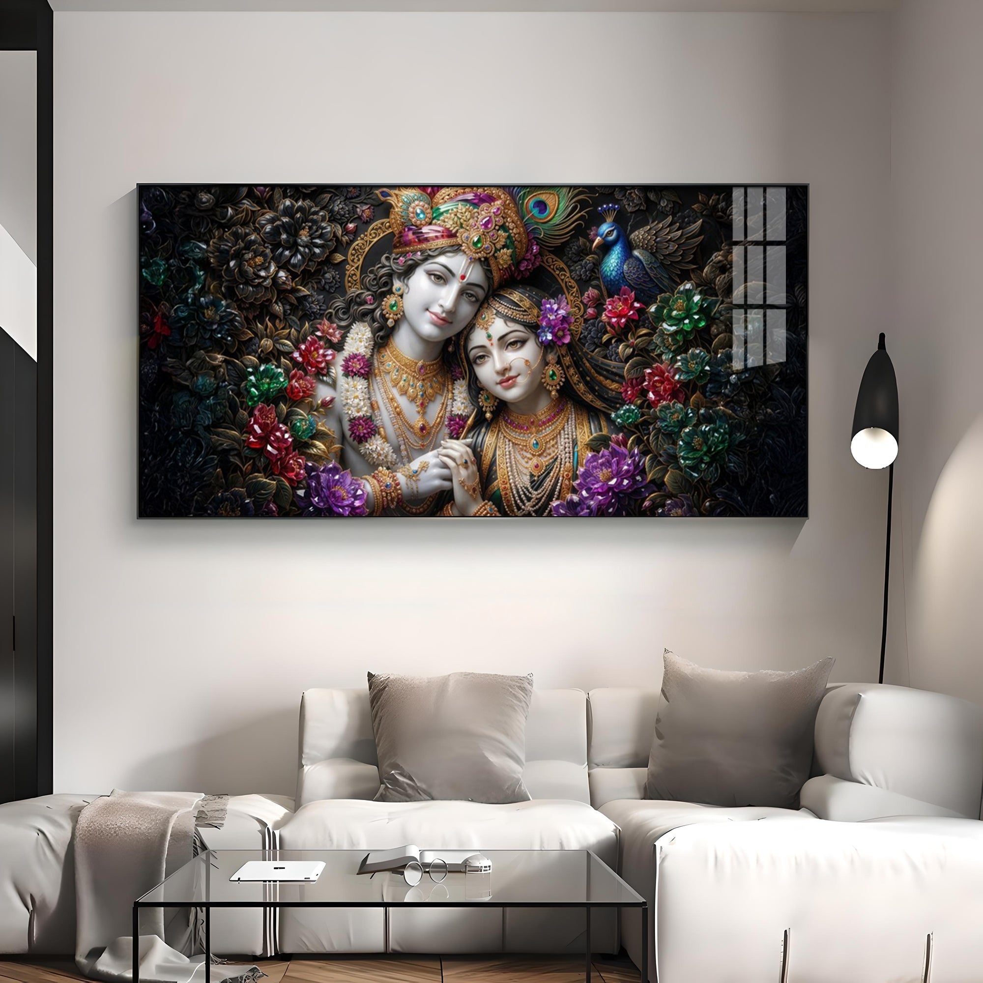 Beautiful Radha Krishna Love Premium Acrylic Horizontal Wall Art