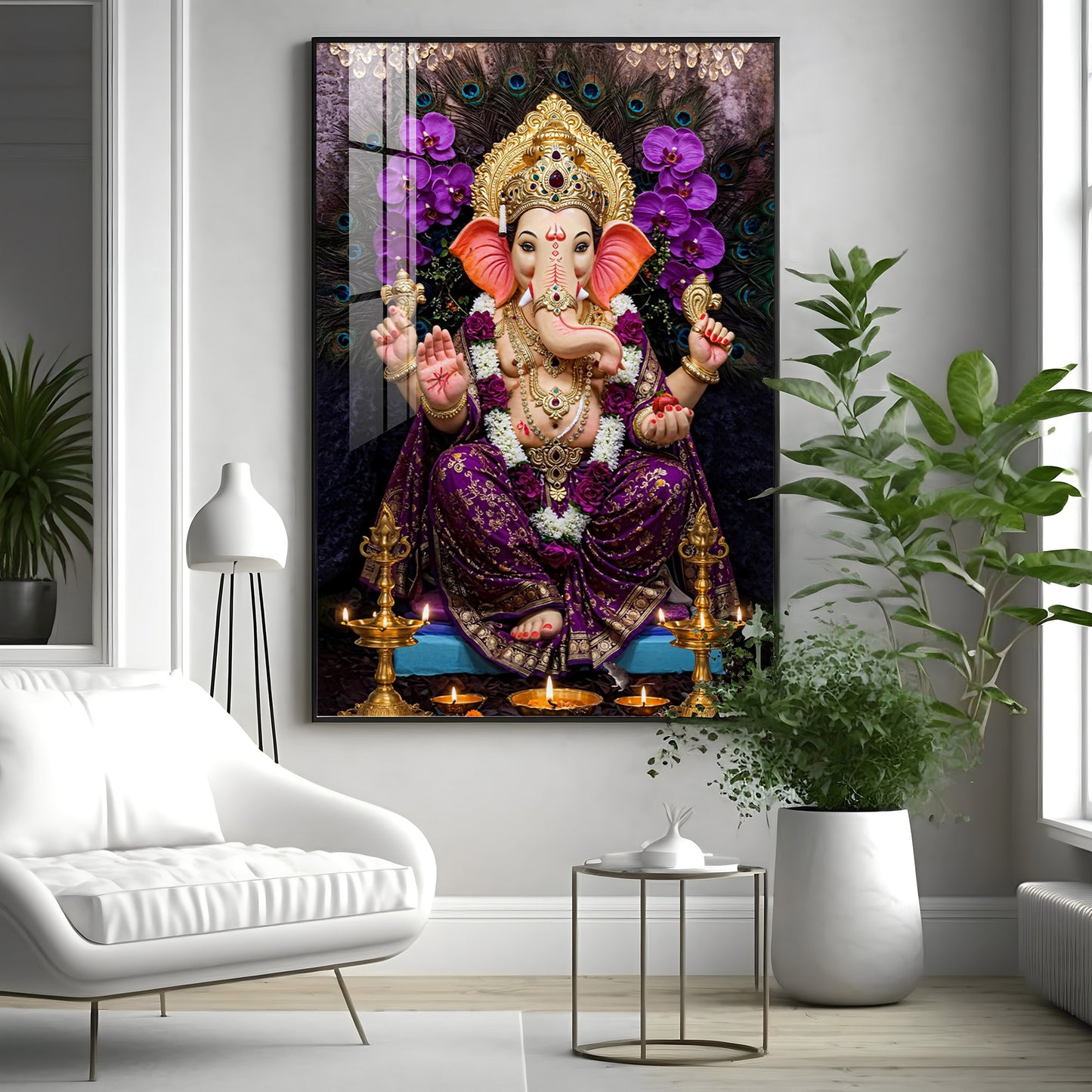 Hindu God Ganpati Bappa Premium Acrylic Vertical Wall Art