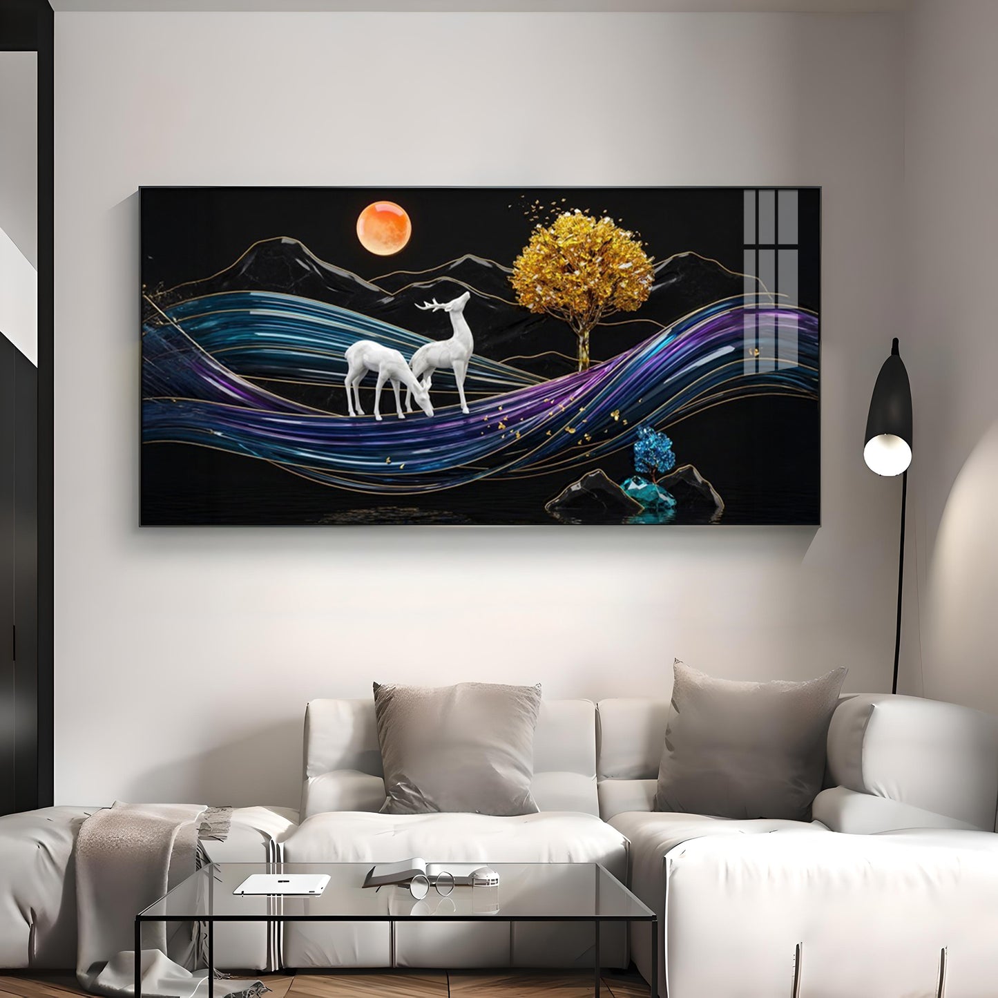 Tidal Deer Harmony Premium Acrylic Horizontal Wall Art