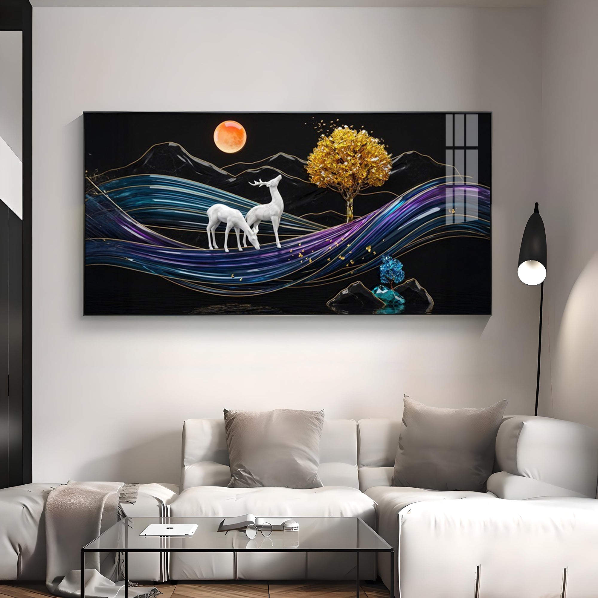 Tidal Deer Harmony Premium Acrylic Horizontal Wall Art
