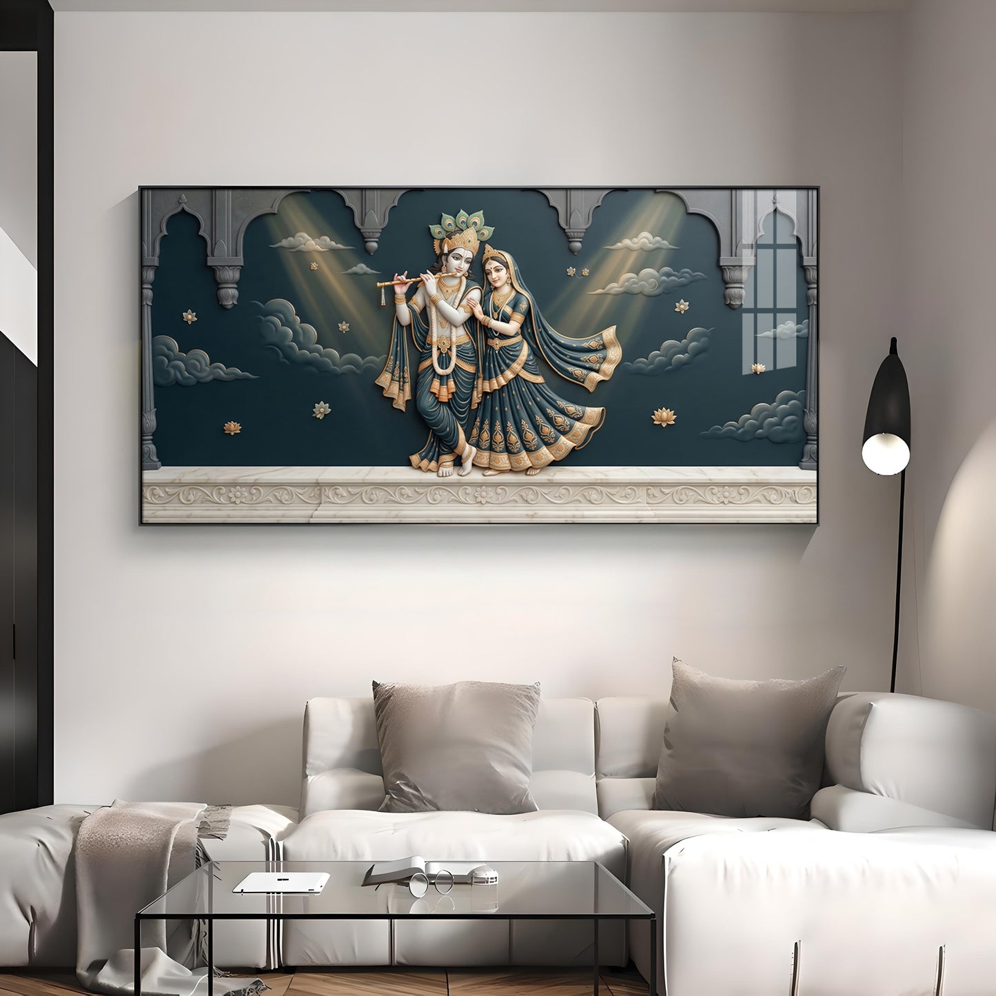 Lord Krishna & Radha Premium Acrylic Horizontal Wall Art