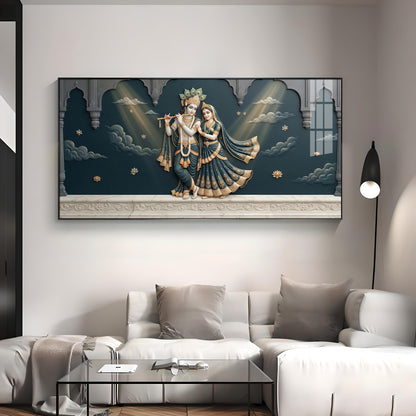 Lord Krishna & Radha Premium Acrylic Horizontal Wall Art