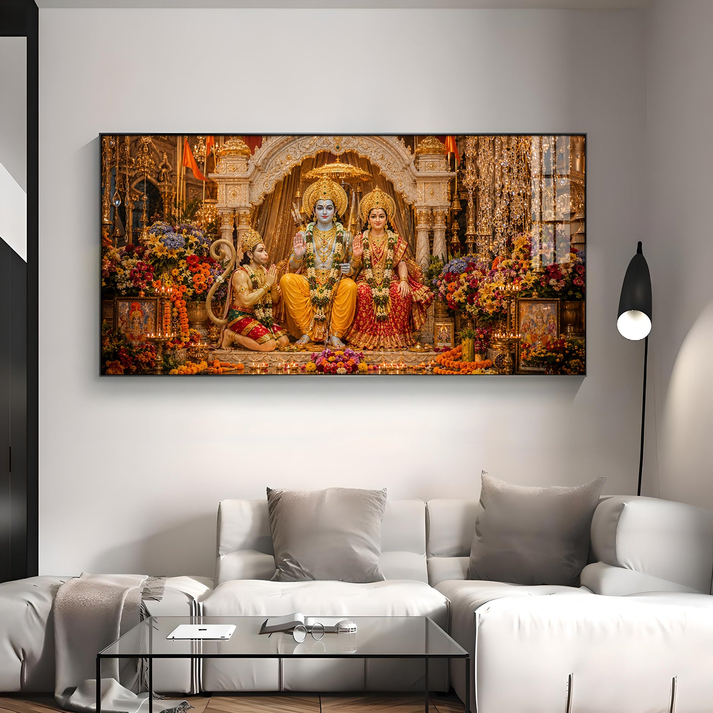 God Siya Ram With Sankatmochan Premium Acrylic Horizontal Wall Art