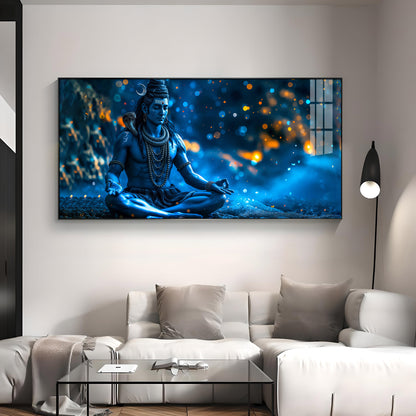 Mahadev In Spiritual Endeavor Premium Acrylic Horizontal Wall Art