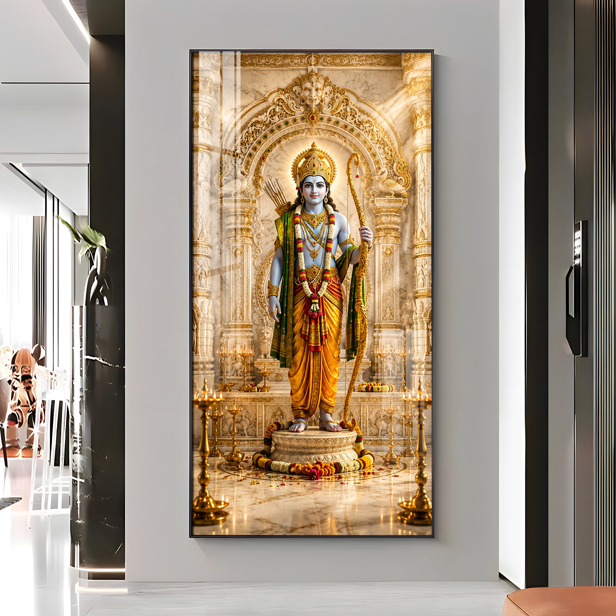 Depicting Lord Rama Premium Acrylic Vertical Wall Art