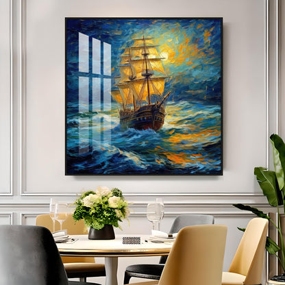 Vintage Sailing Ship Premium Acrylic Square Wall Art