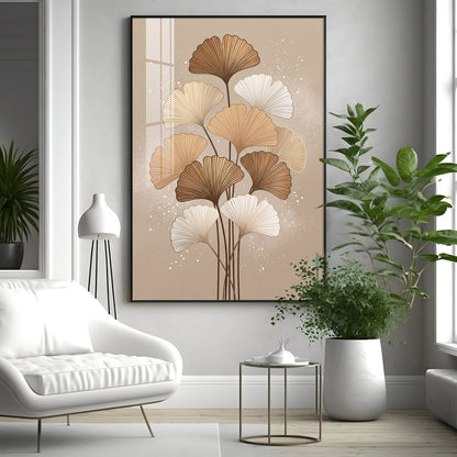 Ginkgo Biloba Line Art Premium Acrylic Vertical Wall Art