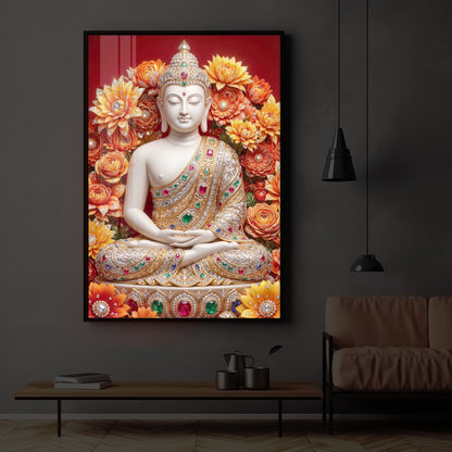 Buddha Bless Modern Luxury Backlight Vertical Wall Art