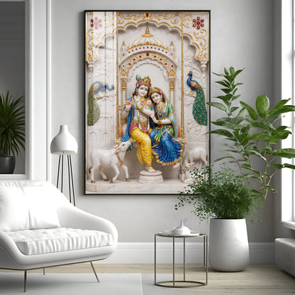 Radha Krishna With Grace Of Love Premium Acrylic Vertical Wall Art