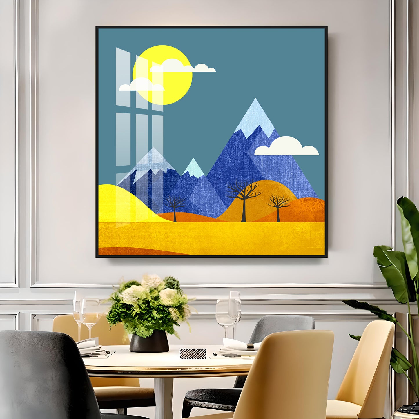 Colorful Flat Illustration Premium Acrylic Square Wall Art