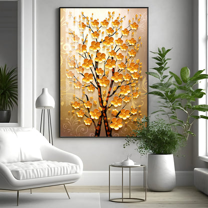 Yellow Flower Plant Premium Acrylic Vertical Wall Art