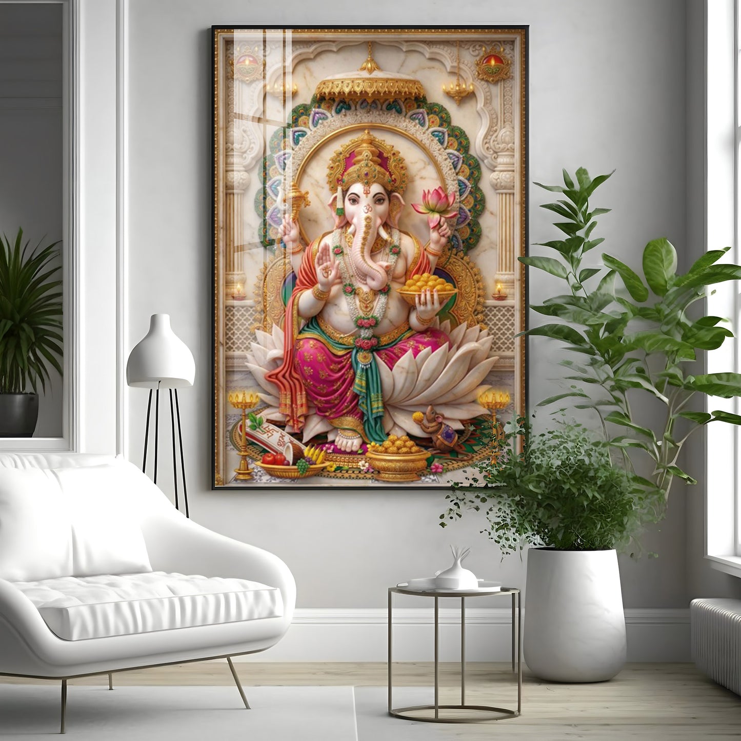 Shree Ganesh Blessings Premium Acrylic Vertical Wall Art