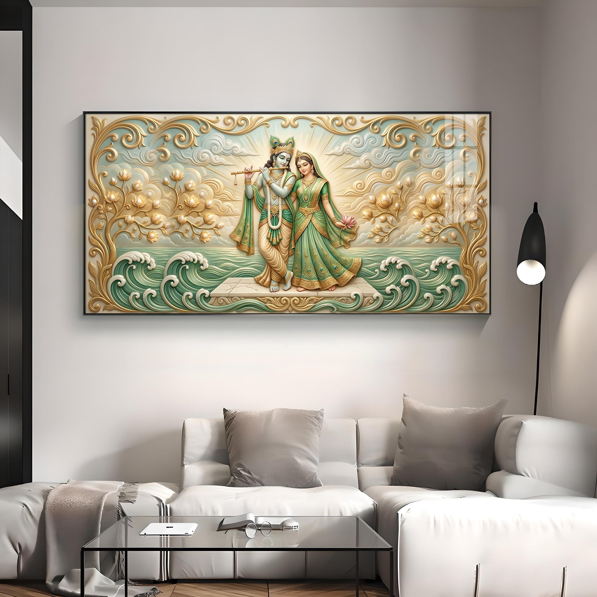 Divine Goddess Radha Krishna Premium Acrylic Horizontal Wall Art
