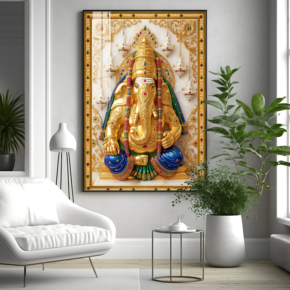 Pillayarpatti Karpaga Vinayagar Premium Acrylic Vertical Wall Art