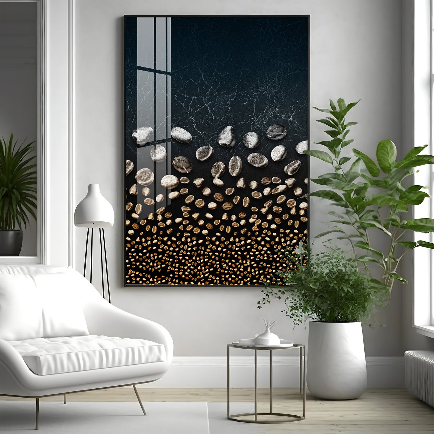 Golden Serenity Stones Premium Acrylic Vertical Wall Art