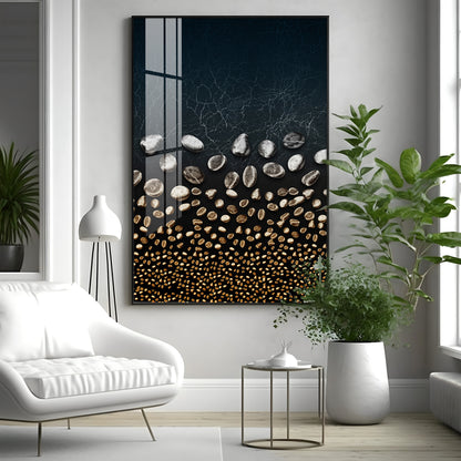 Golden Serenity Stones Premium Acrylic Vertical Wall Art