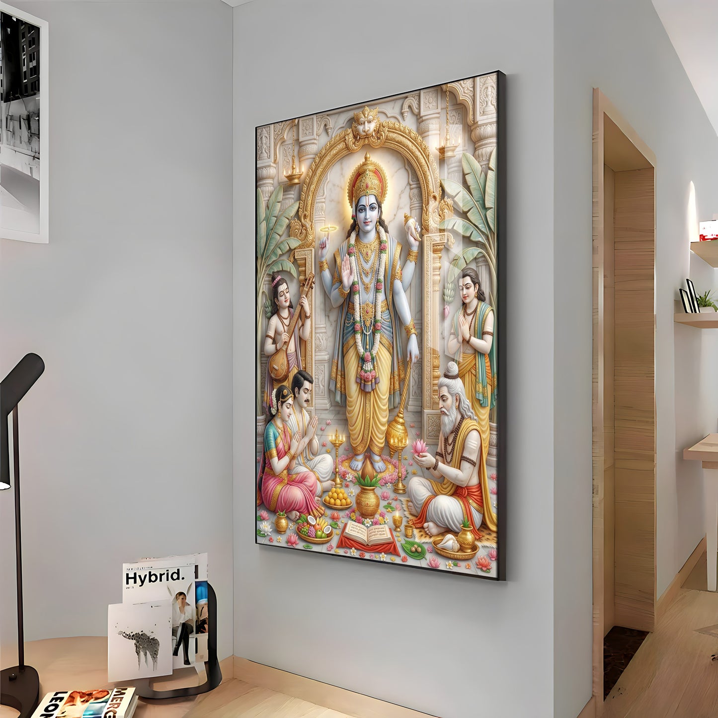 Lord Satyanarayana Premium Acrylic Vertical Wall Art