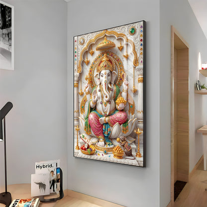 Radiance of Peace Ganesh Ji Premium Acrylic Vertical Wall Art