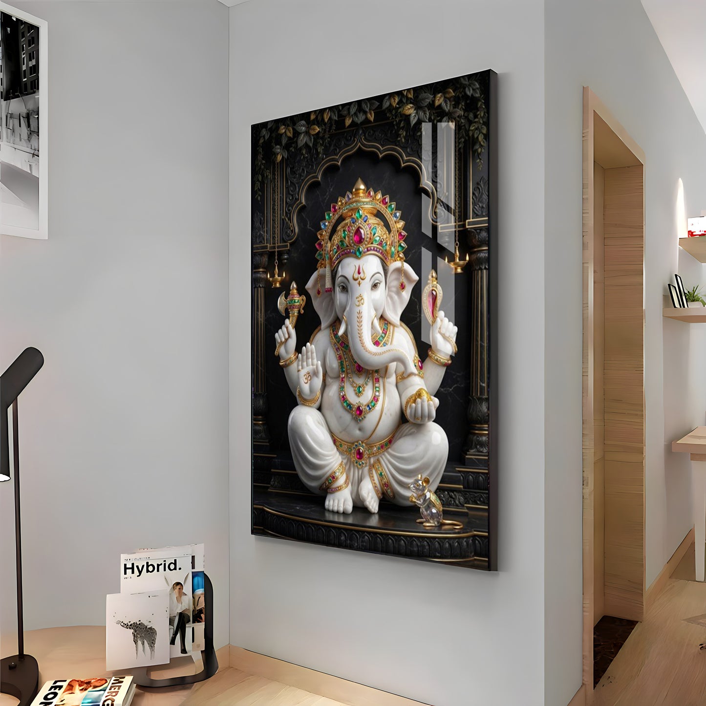 Hindu God Ganesh Ji Premium Acrylic Vertical Wall Art