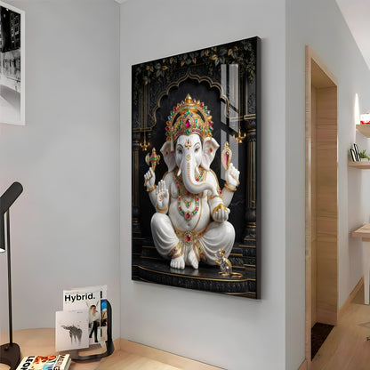 Hindu God Ganesh Ji Premium Acrylic Vertical Wall Art
